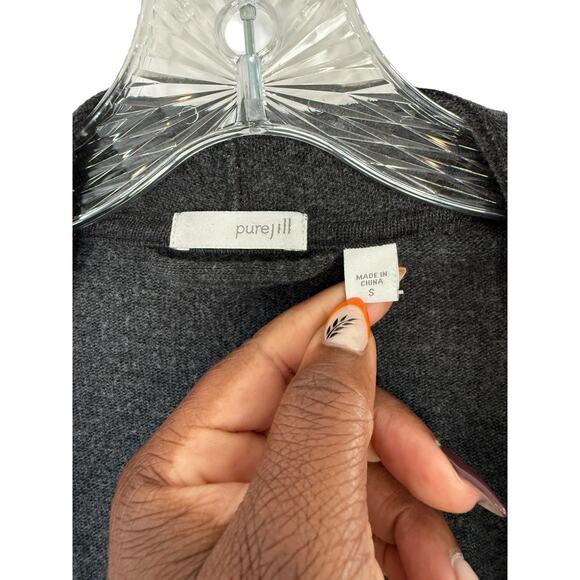 J. Jill Pure Jill Cardigan Gray Soft Cozy Open Front Basic Casual Work Small - Picture 2 of 11